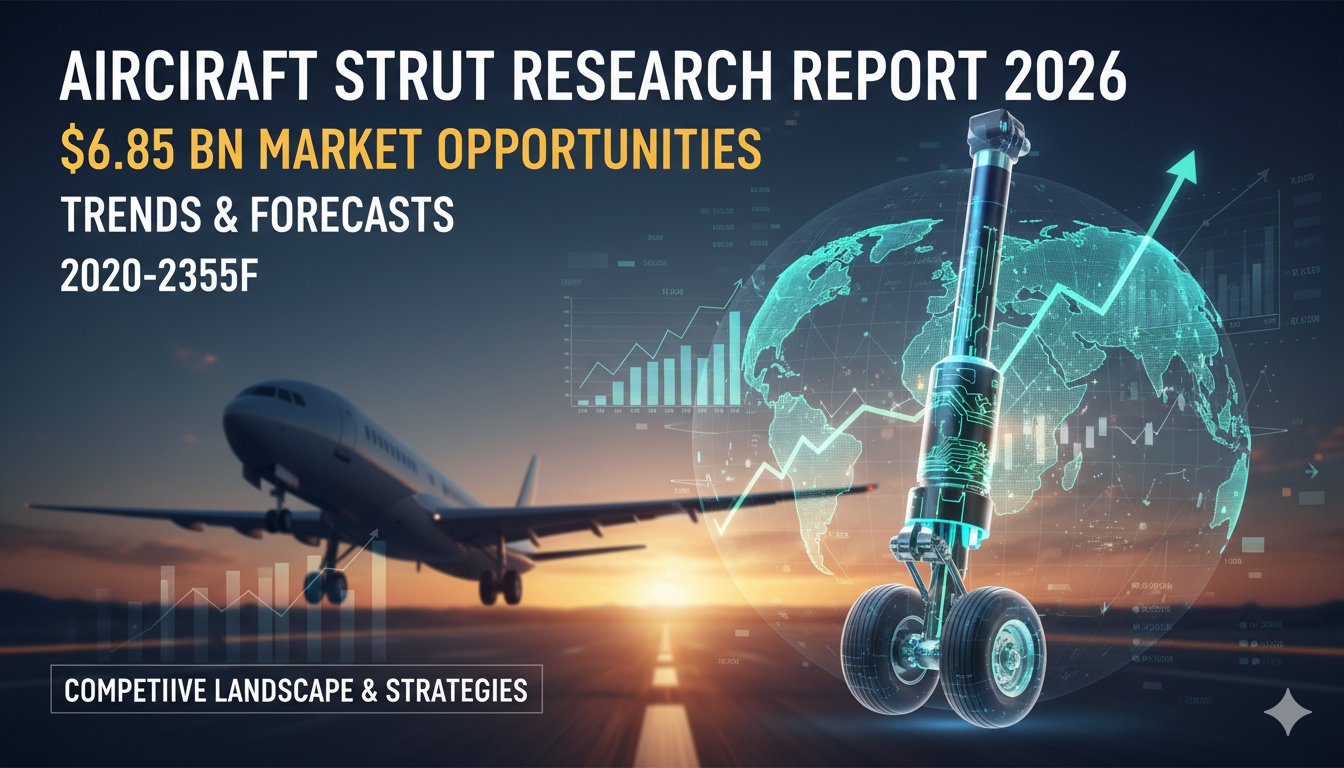 Diagram illustrating aircraft strut market growth and components