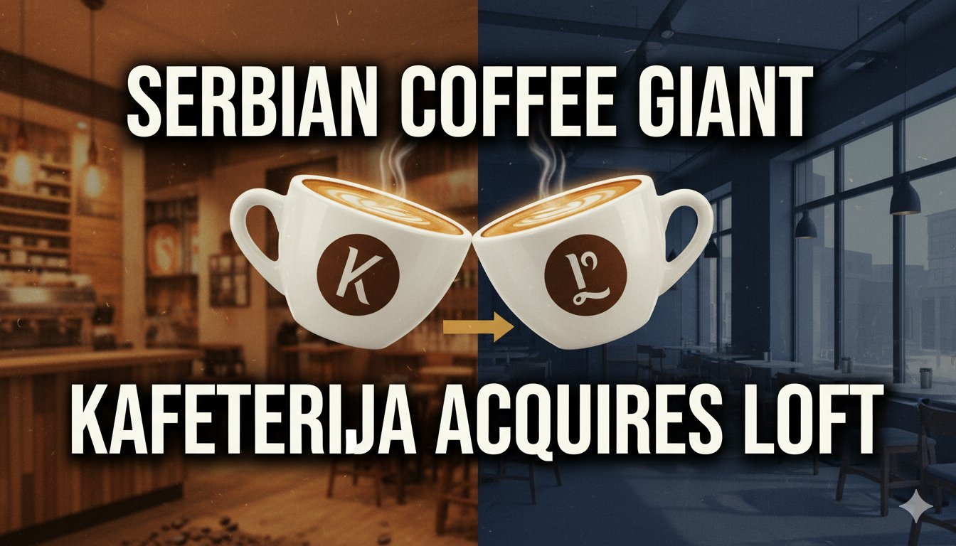 Modern Serbian coffee shop exterior with patrons enjoying beverages