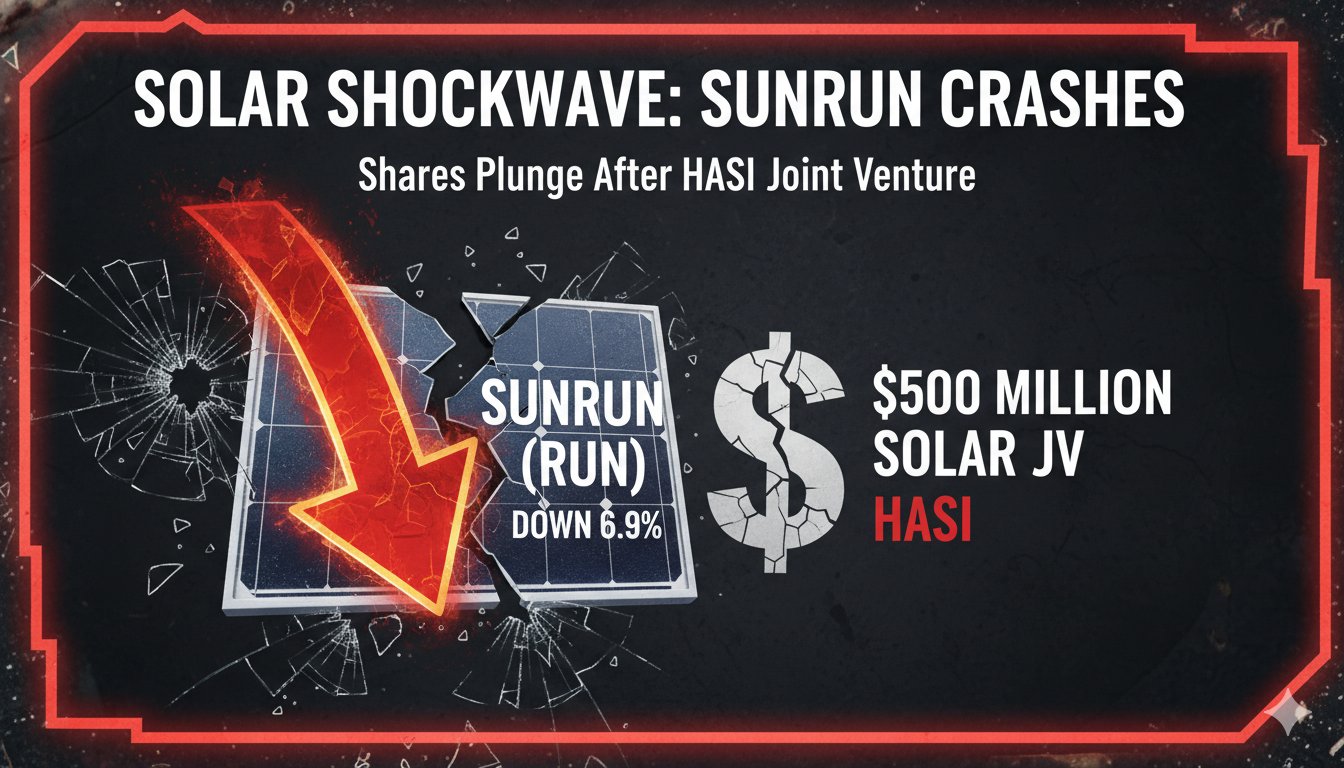 Graph showing Sunrun stock price decline after HASI joint venture announcement