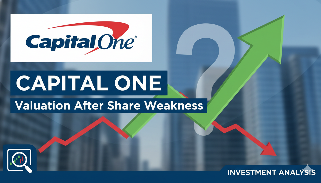 Capital One Financial stock chart showing recent price decline and valuation metrics