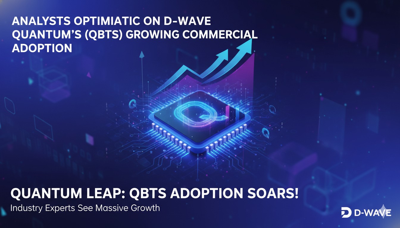 A sleek quantum processor chip glowing with blue energy waves against a dark technological background.