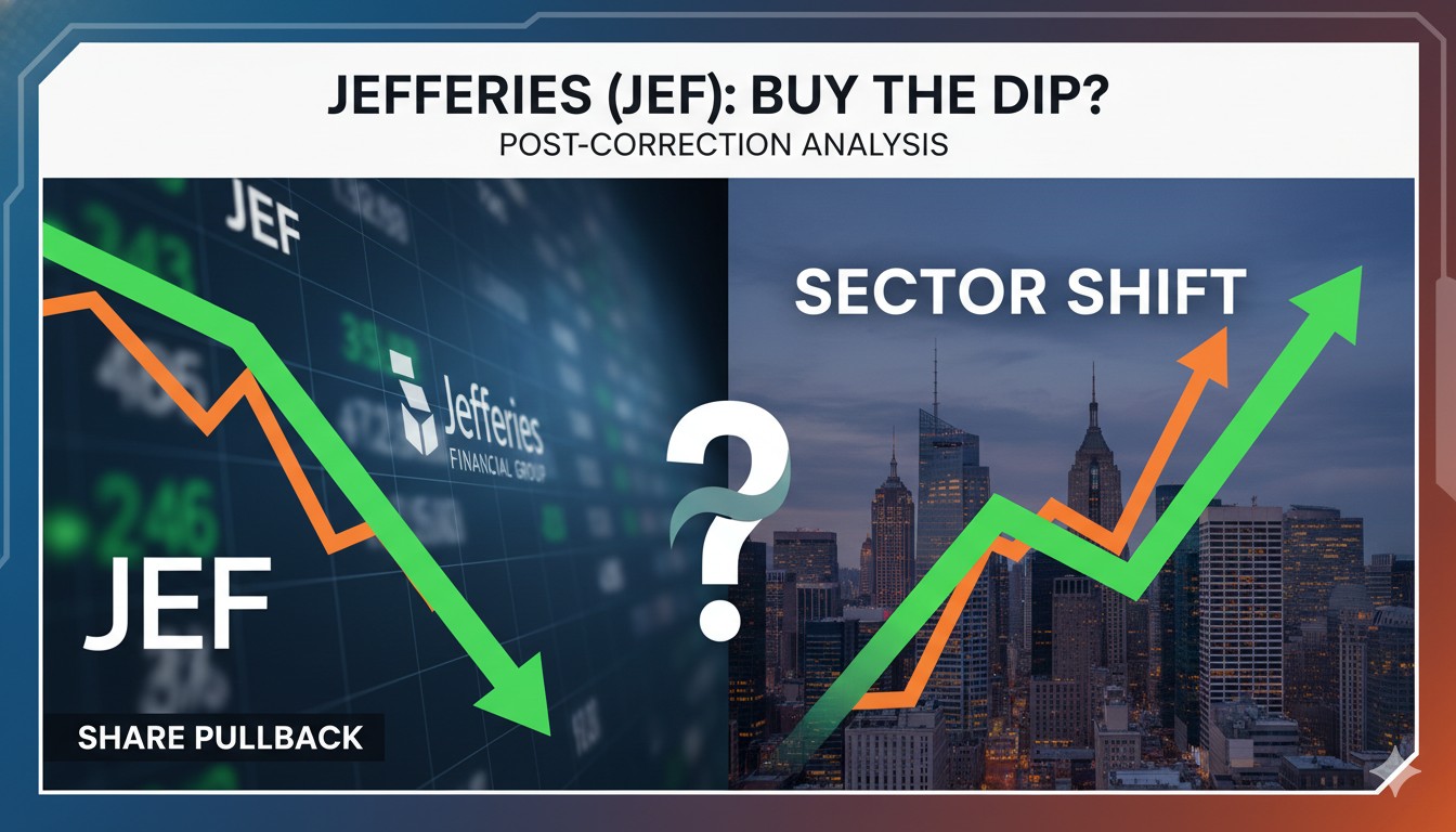Graph depicting Jefferies Financial Group stock price fluctuations with downward trend line