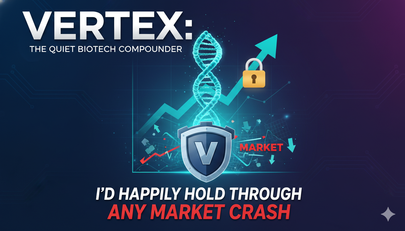 Vertex Pharmaceuticals headquarters building with modern architecture and company logo, representing a leading biotech firm focused on innovative therapies.