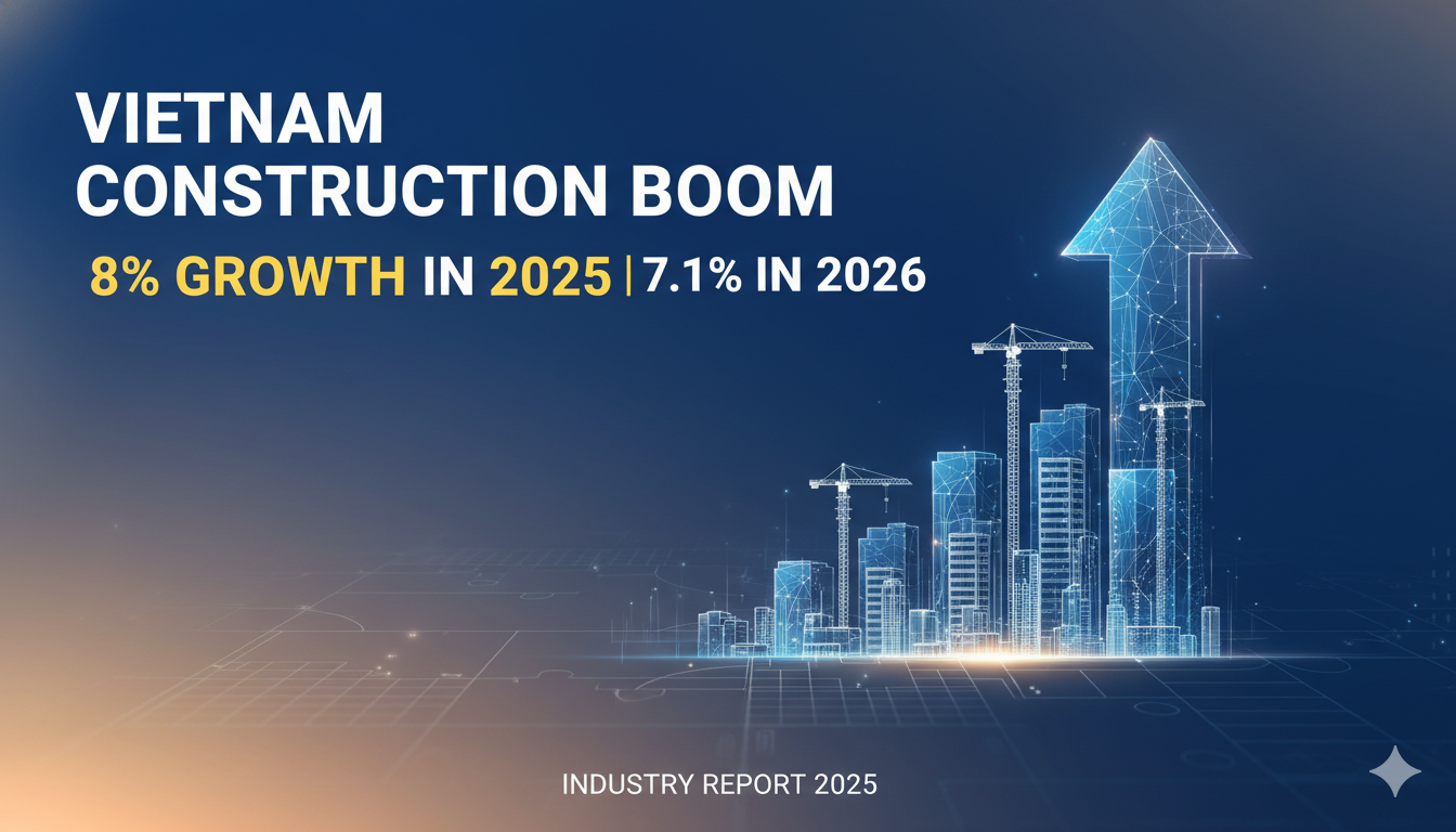 Aerial view of bustling construction site in Vietnam with cranes and modern infrastructure