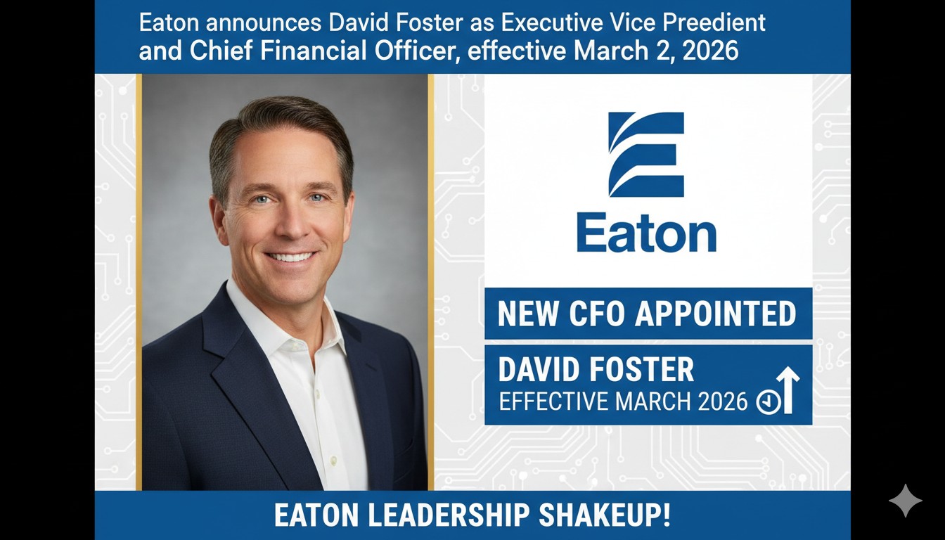 David Foster, newly appointed Executive Vice President and Chief Financial Officer of Eaton Corporation, professional headshot in business attire.