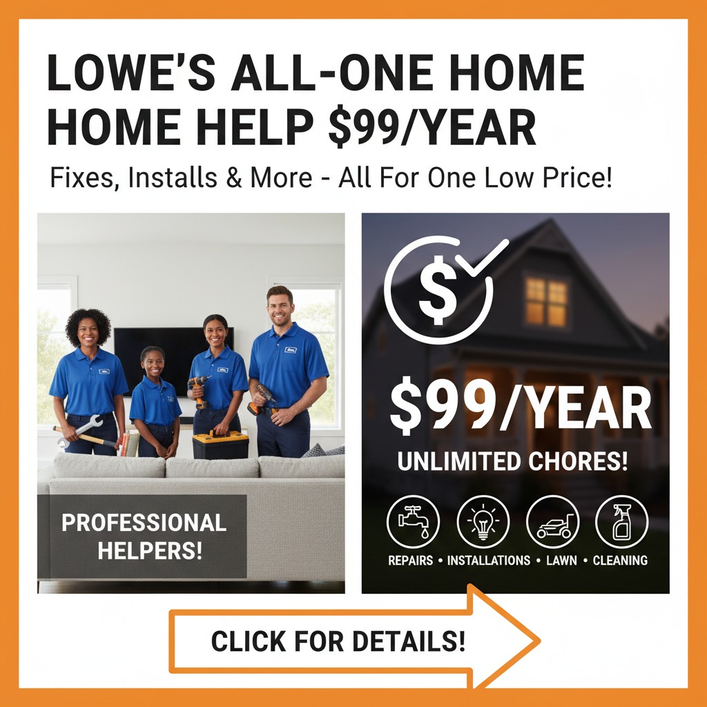 Lowe’s associate in red vest performing home maintenance service like replacing an air filter as part of the new HomeCare+ subscription program